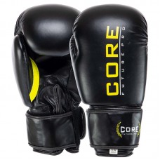 Рукавички боксерські шкіряні Core 10 унцій, черный-салатовий, код: BO-8541_10LG