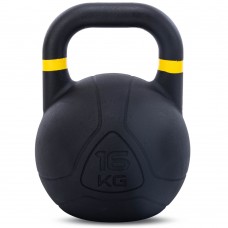 Гиря змагальна цільна чавунна пофарбована LiveUp 16кг, чорний, код: LP8044-16-S52