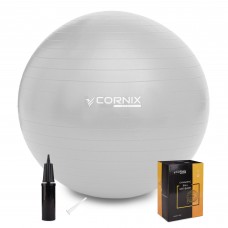М"яч для фітнесу (фітбол) Cornix Anti-Burst 55 см, срібний, код: XR-0359