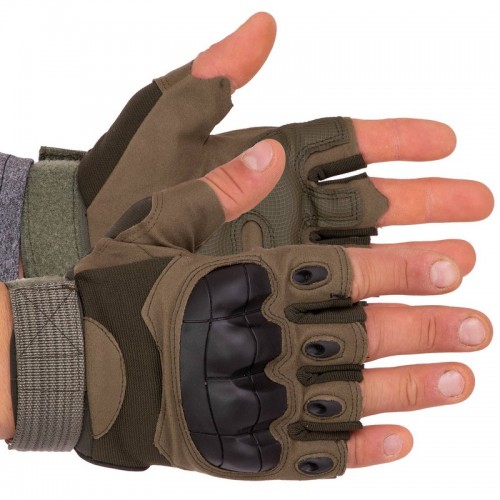 Тактичні рукавички Tactical з відкритими пальцями M оливковий, код: BC-8788_MOL