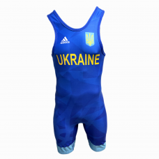 Костюм для боротьби (трико) Adidas Ukraine акредитація UWW, розмір S, синій, код: 15561-604