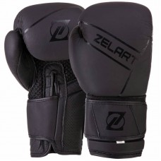 Рукавички боксерські шкіряні на липучці Zelart 12 унцій, чорний, код: VL-3149_12BK-S52