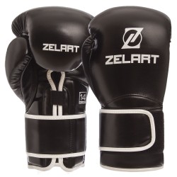 Рукавички боксерські Zelart PU 12 унцій, чорний, код: BO-1391_12_BK-S52