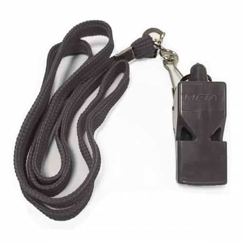 Свисток арбітра пластиковий зі шнурком Meta Whistle plastic Classic with lanyard чорний, код: 080101512428