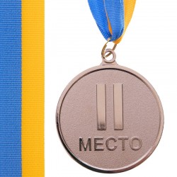 Медаль спортивна зі стрічкою PlayGame Worth срібна, код: C-4520-6_5_S