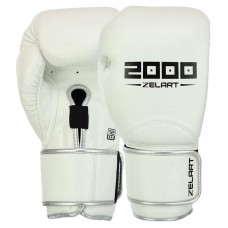 Боксерські рукавиці шкіряні Zelart 14 унцій, білий, код: BO-3880_14W