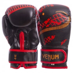 Рукавички боксерські Venum Snaker на липучці 4 унцій, чорний-червоний, код: VL-5795_BKR