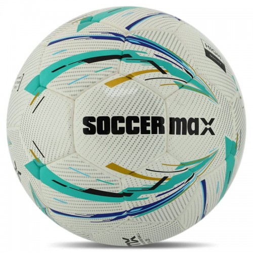 М"яч футбольний Soccermax №5, білий-бірюзовий, код: FB-8070_WT