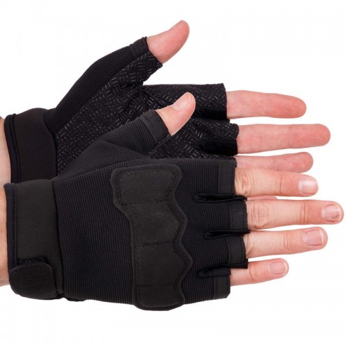 Тактичні рукавички Tactical з відкритими пальцями L чорний, код: BC-8789_BK