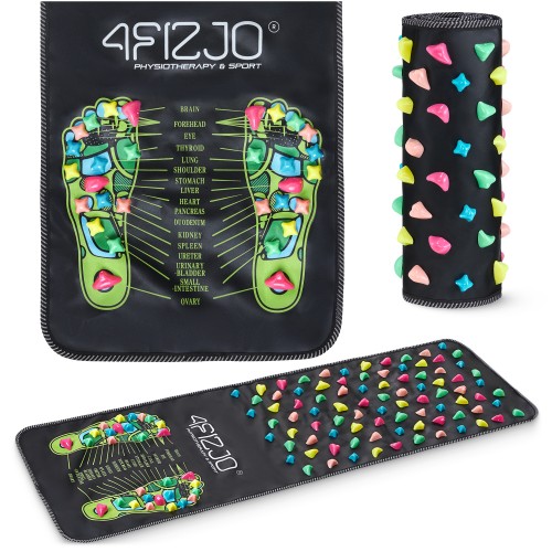 Килимок ортопедичний 4Fizjo з каменями для масажу ніг, 1200x350 мм, чорний, код: P-5905973403160