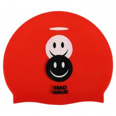 Шапочка для плавання силіконова юніорська MadWave Junior Emoji червоний, код: M057308