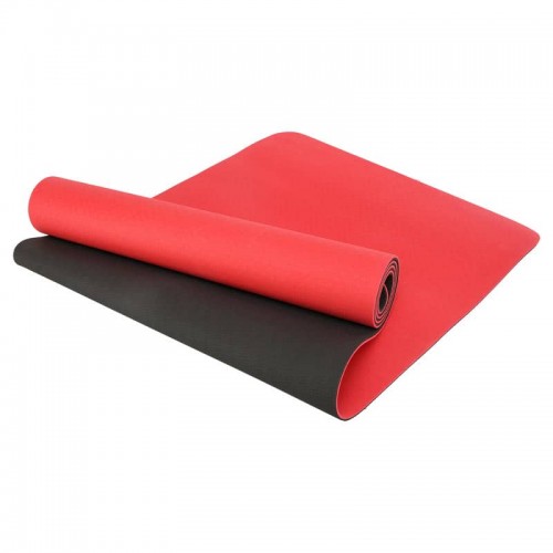 Килимок для йоги та фітнесу FitGo TPE двошаровий 1830x610x6мм, червоний-чорний, код: FI-3046-650_RBK