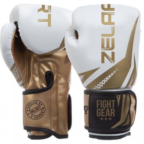 Рукавички боксерські на липучці Zelart 10 унції, білий-золотий, код: BO-0866_10WGO Рукавички боксерські на липучці Zelart 10 унції, білий-золотий, код: BO-0866_10WGO