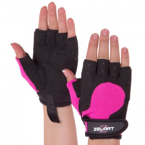 Рукавички для фітнесу Zelart M чорний-рожевий, код: SB-161732_MP