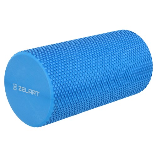 Ролер масажний циліндр цільний Zelart 300 мм, синій, код: FI-7692-30