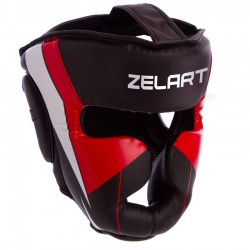 Шолом боксерський Zelart з повним захистом M чорний-червоний, код: BO-7041_MBKR
