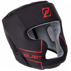 Шолом боксерський Zelart з повним захистом шкіряний XL чорний-червоний, код: VL-3151_XLR-S52