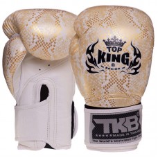 Рукавички боксерські  Top King Super Snake шкіряні 14 унцій, білий-золотий, код: TKBGSS-02_14WG-S52