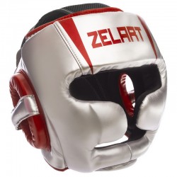 Шолом боксерський з повним захистом Zelart L, срібний-червоний, код: BO-1328_LGR-S52