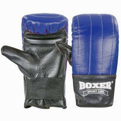 Снарядні рукавички шкіряні Boxer L синій-чорний, код: 2014_L_BL-S52