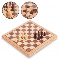 Шахи, шашки 2 в 1 дерев"яні PlayGame 430x430 мм, код: W9042