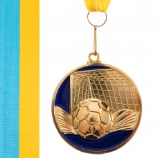 Медаль спортивная с лентой PlayGame Футбол золотой, код: C-3975-1_G