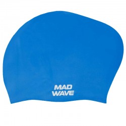 Шапочка для плавання силіконова на довге волосся для дорослих MadWave Long Hair синій, код: M051101_BL
