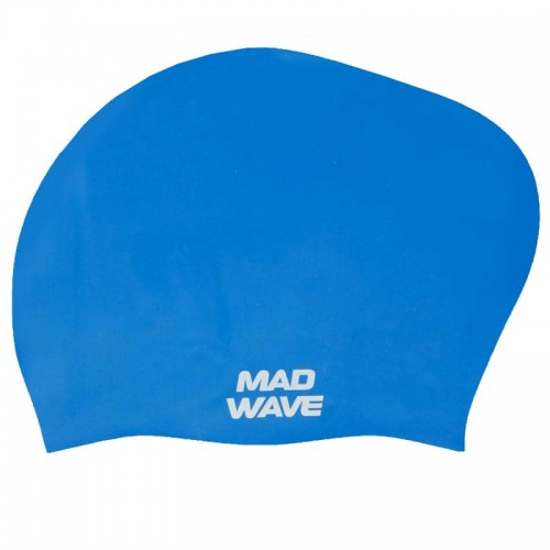 Шапочка для плавання силіконова на довге волосся для дорослих MadWave Long Hair синій, код: M051101_BL