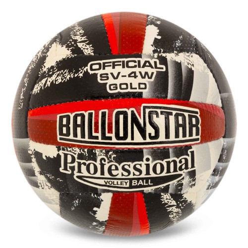 М"яч волейбольний Ballonstar SV-4W Gold №5 PU, сірий-червоний, код: VB-5217-S52