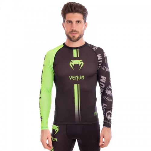 Рашгард з довгим рукавом Venum Logos XXL (50-52), чорний-салатовий, код: CO-8128_XXLBKLG