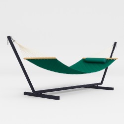Стійка для гамака 50х50 + Двомісний гамак з планками WCG Soft XXL 2000x1400 мм, зелений, код: W-5050H05-5-IF