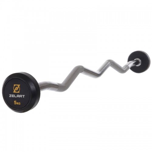 Штанга фіксована вигнута обрезиненная Zelart Rubber Coated Barbell 5кг, код: TA-2687-5-S52