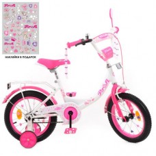 Велосипед дитячий Profi Kids Princess d=14, біло-малиновий, код: Y1414-1-MP