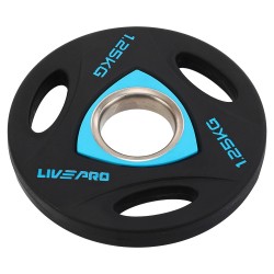Диски поліуретанові з потрійним хватом та металевою втулкою LiveUp ø51мм, 1,25кг, чорний, код: LP8020-1_25