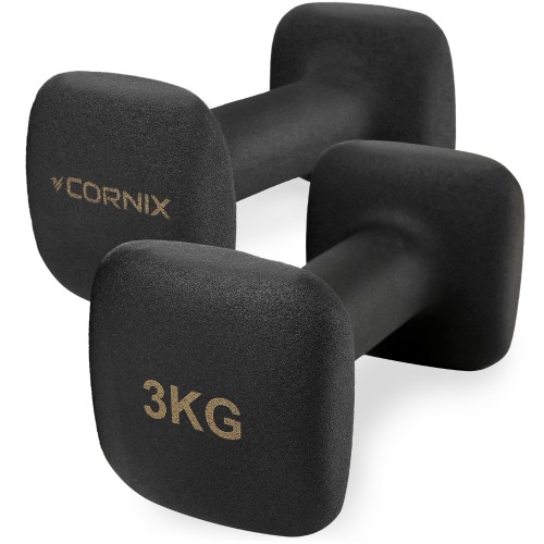 Гантелі вінілові Cornix Square 2x3 кг, чорний, код: XR-0408