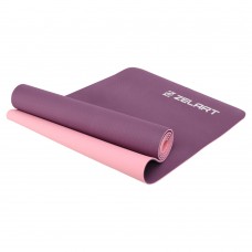 Килимок для йоги та фітнесу Record TPE 1830x610x6 мм, фіолетовий-рожевий, код: FI-7675