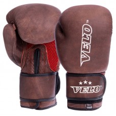Рукавички боксерські Velo шкіряні на липучці 12 унцій, червоний, код: VL-2209_12R-S52