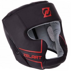 Шолом боксерський з повним захистом шкіряний Zelart XL чорний-червоний, код: VL-3151_XLR
