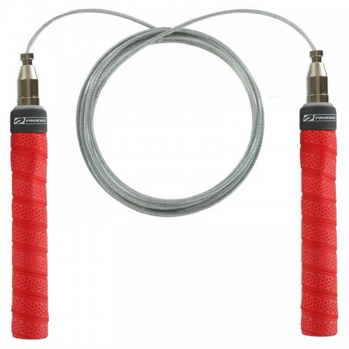 Скакалка швидкісна кросфіт з підшипником і сталевим тросом FitGo Proesce 3 м, червоний, код: FI-1945_R Скакалка швидкісна кросфіт з підшипником і сталевим тросом FitGo Proesce 3 м, червоний, код: FI-1945_R