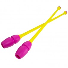 Булави для художньої гімнастики FitGo 350 мм, жовтий-рожевий, код: C-0964_YP