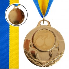Медаль спортивна зі стрічкою PlayGame Aim Пінг-понг золота, код: C-4846-0071_G
