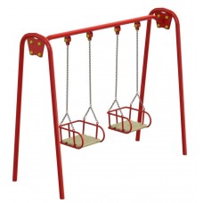 Гойдалка подвійна велика Miros на ланцюгах з дерев"яним сидінням, код: DIO312.2