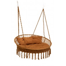 Підвісне крісло-гойдалка велика кругла WCG 140 см + м”яка подушка, коричневий, код: QNSW11BR-IF Підвісне крісло-гойдалка велика кругла WCG 140 см + м”яка подушка, коричневий, код: QNSW11BR-IF
