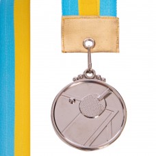 Медаль спортивна зі стрічкою PlayGame Aim настільний теніс, срібний, код: C-H8566-S52