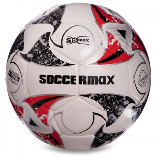 М"яч футбольний Soccermax FIFA №5, білий-сірий-червоний, код: FB-0003