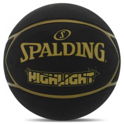 М"яч баскетбольний гумовий Spalding Highlight №7, чорний, код: 84355Z М"яч баскетбольний гумовий Spalding Highlight №7, чорний, код: 84355Z