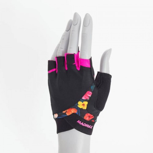 Рукавички для фітнесу MadMax MFG-770 Flower Power Gloves Black/Pink XS, код: MFG-770_XS