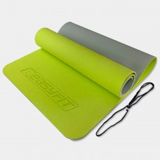 Килимок для йоги та фітнесу EasyFit TPE+TC двошаровий, 1830х610х6 мм, лимонний-сірий, код: EF-1924-LGGY-EF
