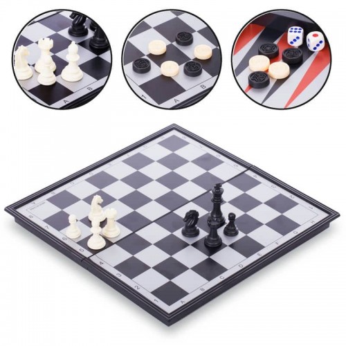 Шахи, шашки, нарди 3 в 1 дорожні ChessTour 300x300 мм, код: 9718