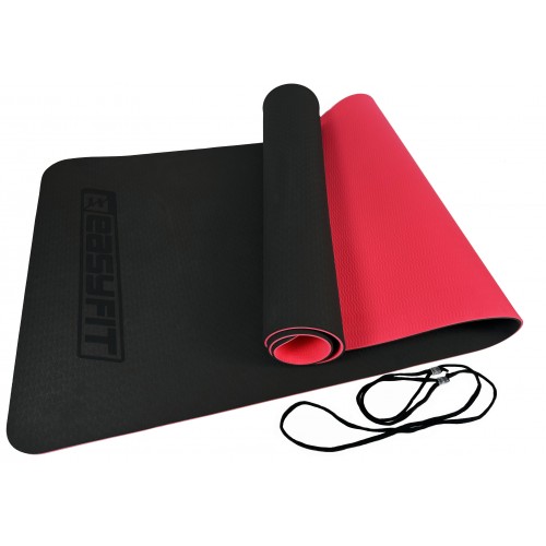 Килимок для йоги та фітнесу двошаровий EasyFit 1830х610х6 мм, чорний-червоний, код: EF-1924-BR